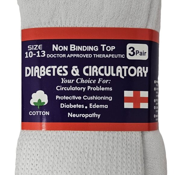 Bundle of 3 pairs of diabetic socks, White, Size 10-13 - Picture 2 of 4